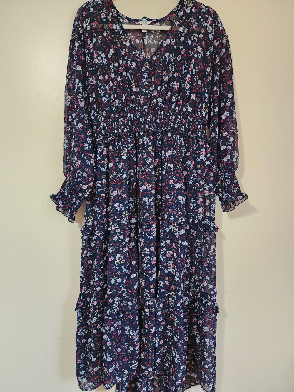 Floral Tiered Maxi Dress - Navy Floral